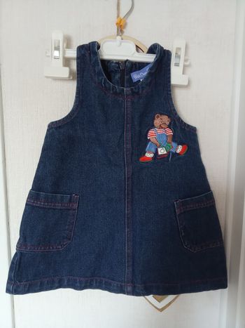 Robe en jean vintage petit ours brun 12 mois