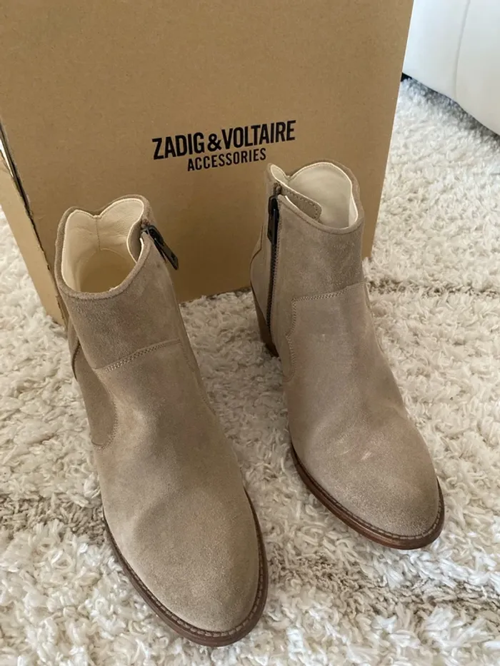 Bottine en nubuck beige taupe Zadig et voltaire - photo numéro 2