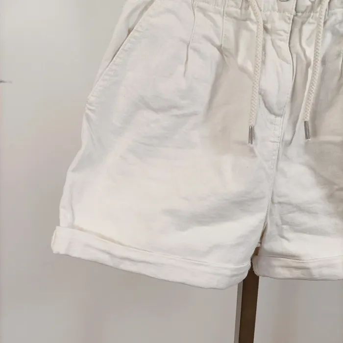 Short blanc taille haute à cordon – effet coton texturé – taille 38 A1032 - photo numéro 4