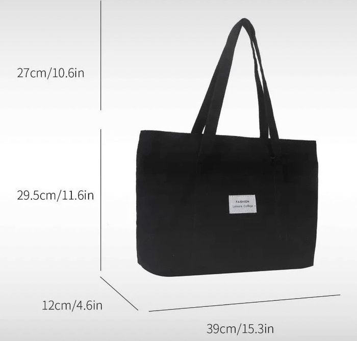 Sac noir velours côtelé - photo numéro 3