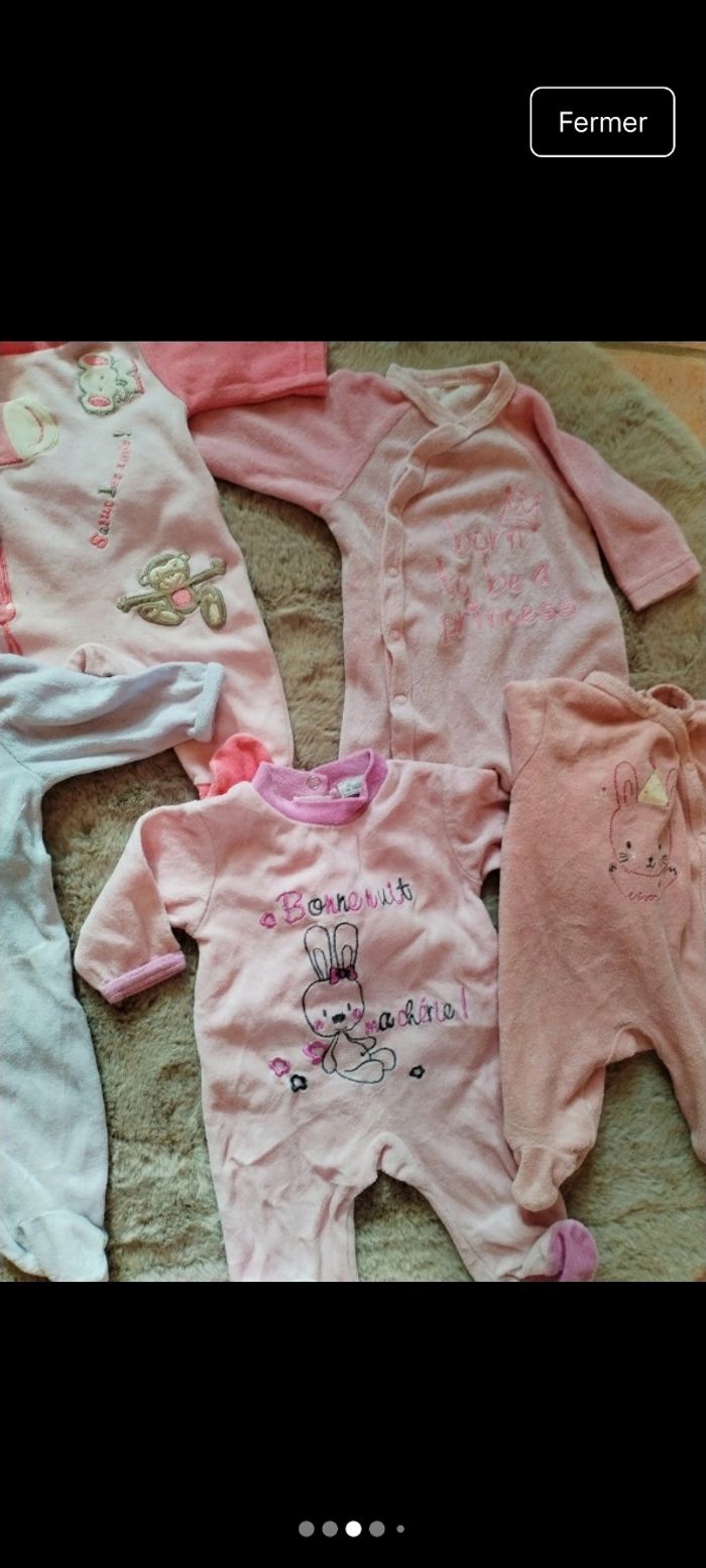 Lot 5 pyjamas chaud fille 0 mois / naissance – très bon état - photo numéro 3