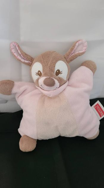 Doudou semi plat faon biche Rosy marron rose NATTOU