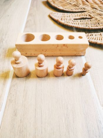 👶Bloc de cylindres /poids perception dimensionnelle en bois Montessori JB1218
