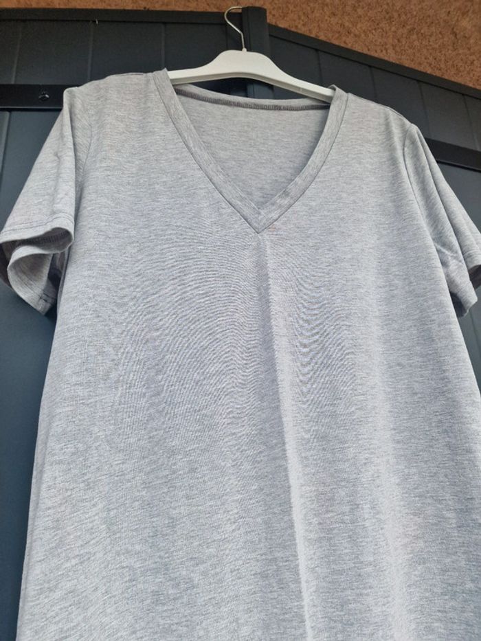 Robe longue t shirt grise fendue - photo numéro 5