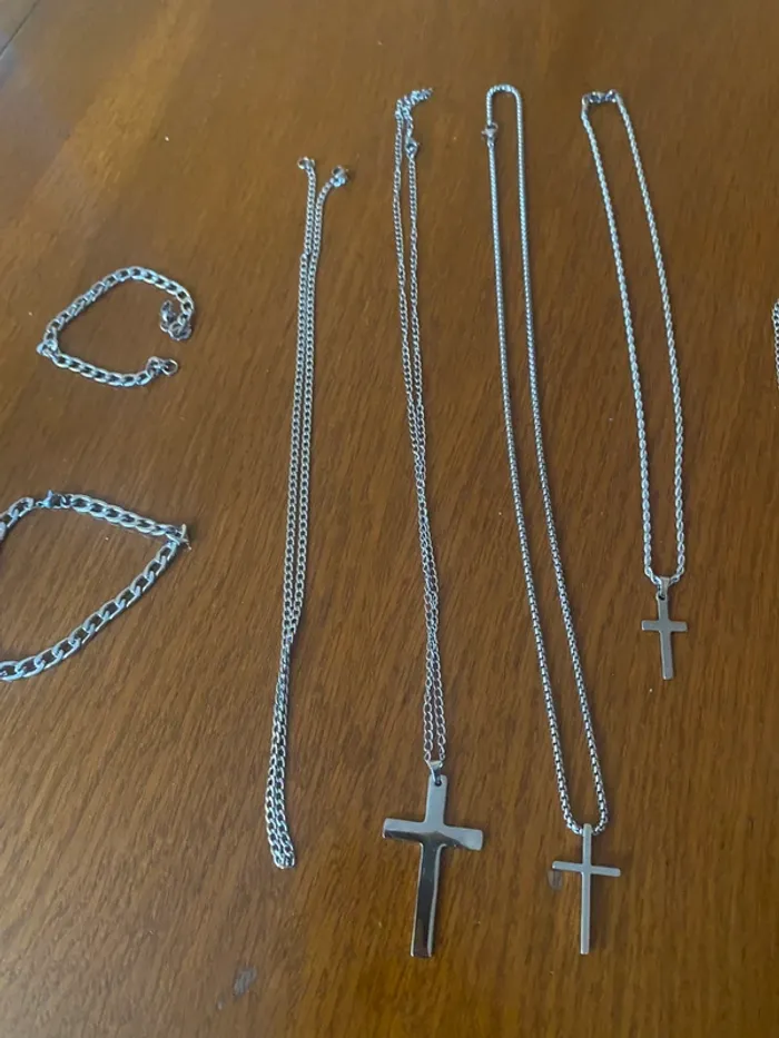 Lot bijoux argentés tendance – acier inoxydable NEUF - photo numéro 3