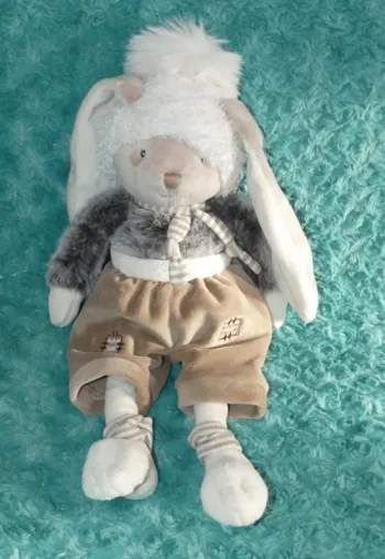 Doudou lapin gris beige Bukowski 🐭 neuf
