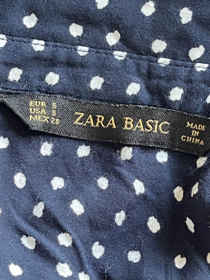 Chemisier marine motifs blanc Zara S - photo numéro 6