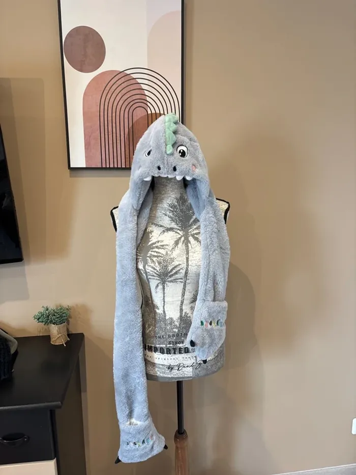 Bonnet écharpe gant 3 en 1 dinosaure - photo numéro 7