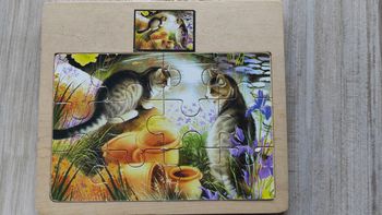 Puzzle bois chats