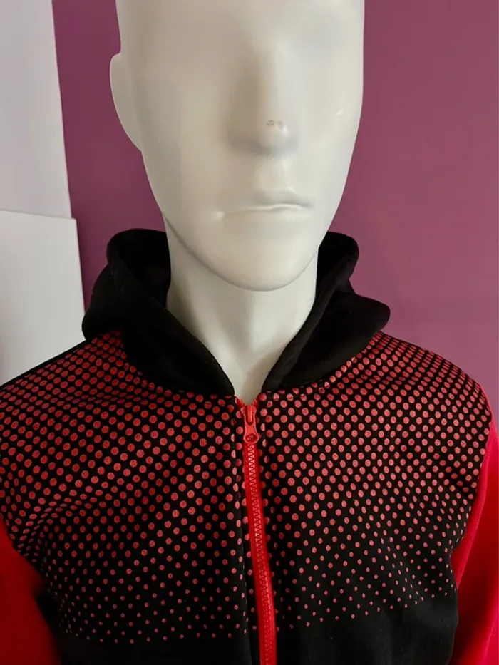 Veste à capuche avec zip Noir et rouge taille L - photo numéro 5