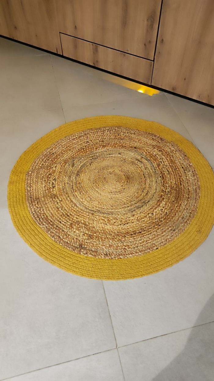 Tapis en jute moutarde Ø90 - photo numéro 2