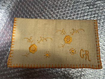 Vintage porte serviette brodé main