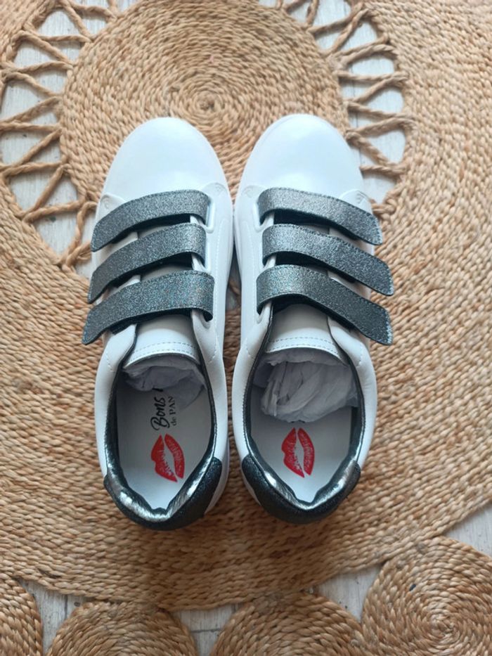Baskets blanches cuir scratch argentés Edith Bons Baisers de Paname Taille 40 Neuf dans sa boîte - photo numéro 8