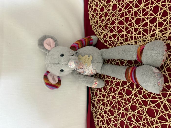 Doudou souris grise fleurs HISTOIRE D'OURS - photo numéro 5