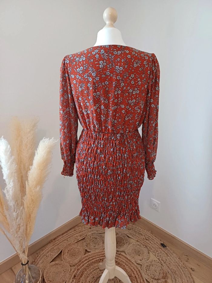 Robe Fleurie smockée couleur rouille/brique Jus de Pom taille S 36 - photo numéro 7