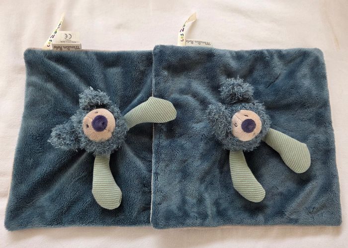 Lot de 2 doudous koala carré plat bleu et gris - Les Zazous- Moulin Roty