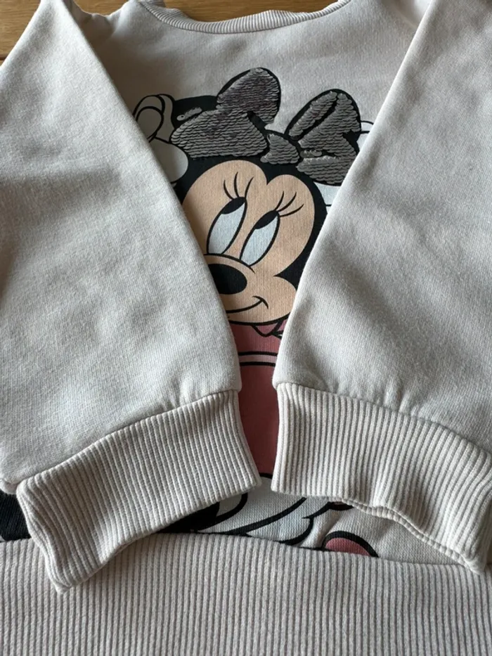 Sweat blanc cassé ML Minnie Mouse avec noeud à sequins réversibles - Taille 4 Ans - photo numéro 6