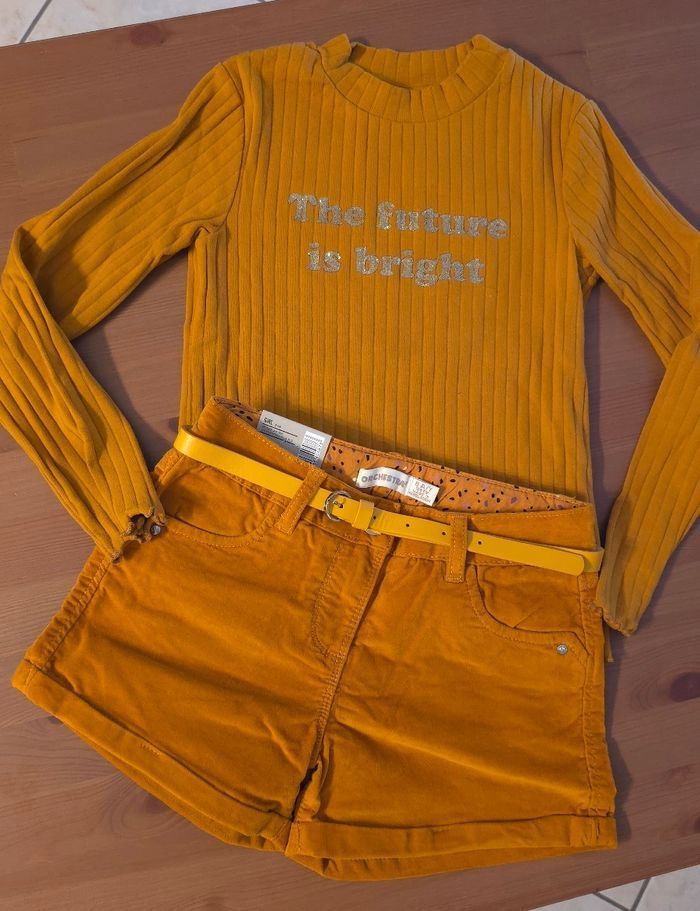 Neufs (non portés)🥰😍 ensemble teeshirt ml et short velours 8 ans fille 🥰😍