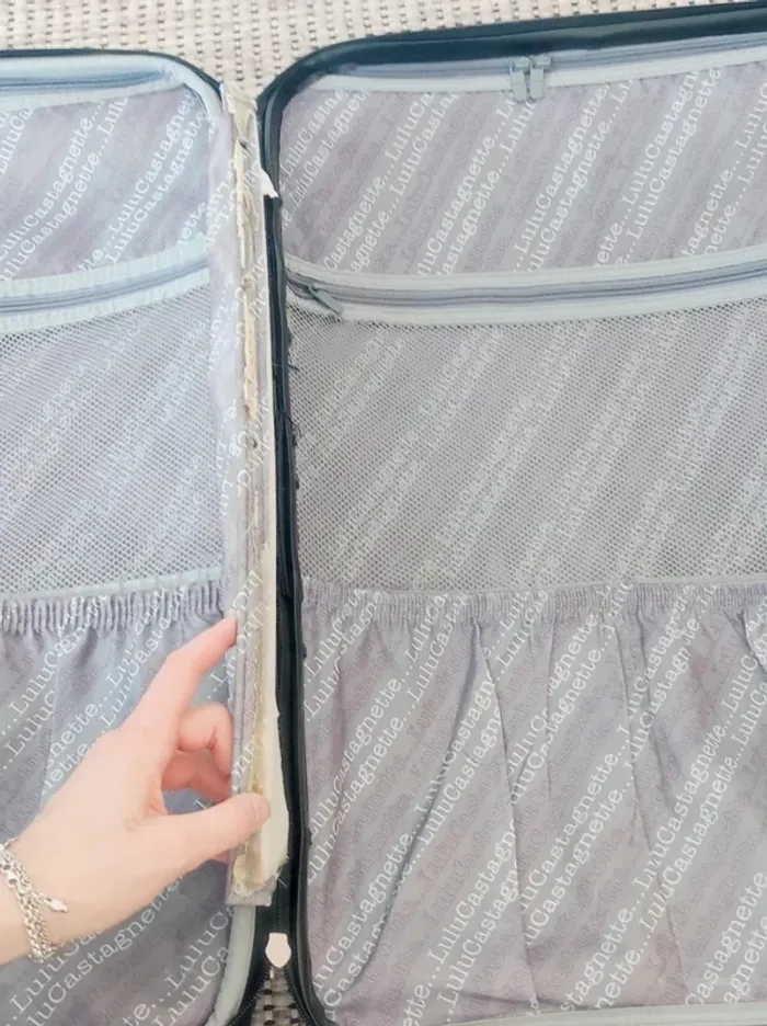 Grande valise fleur violet à roulette / Lulu Castagnette - 60L - photo numéro 14