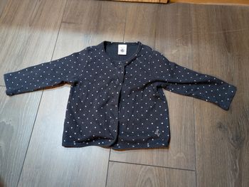 Gilet petit bateau marine à pois 12 mois bon état