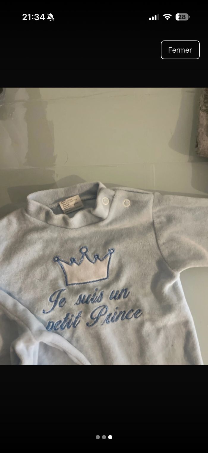 Ensemble bébé velours bleu ciel - photo numéro 3