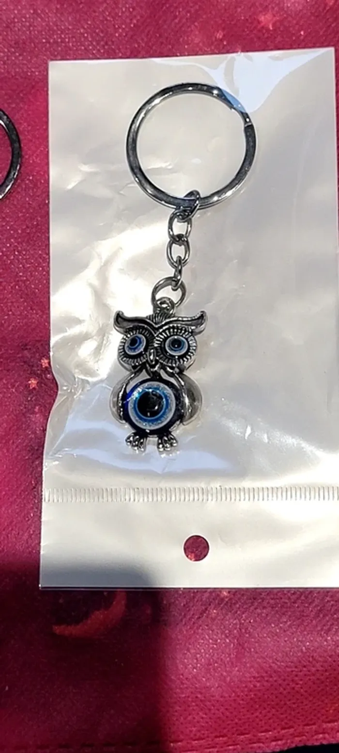 Lot de deux porte-clés hiboux oeil porte-bonheur - photo numéro 4