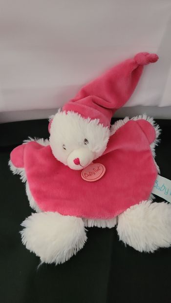 Doudou plat ours BABY NAT' Câlins rose