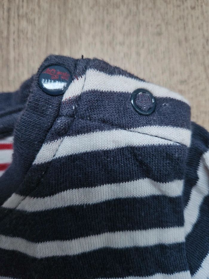 T.shirt manches longues rayé bleu marine et blanc Tape à l'oeil 9 mois - photo numéro 3