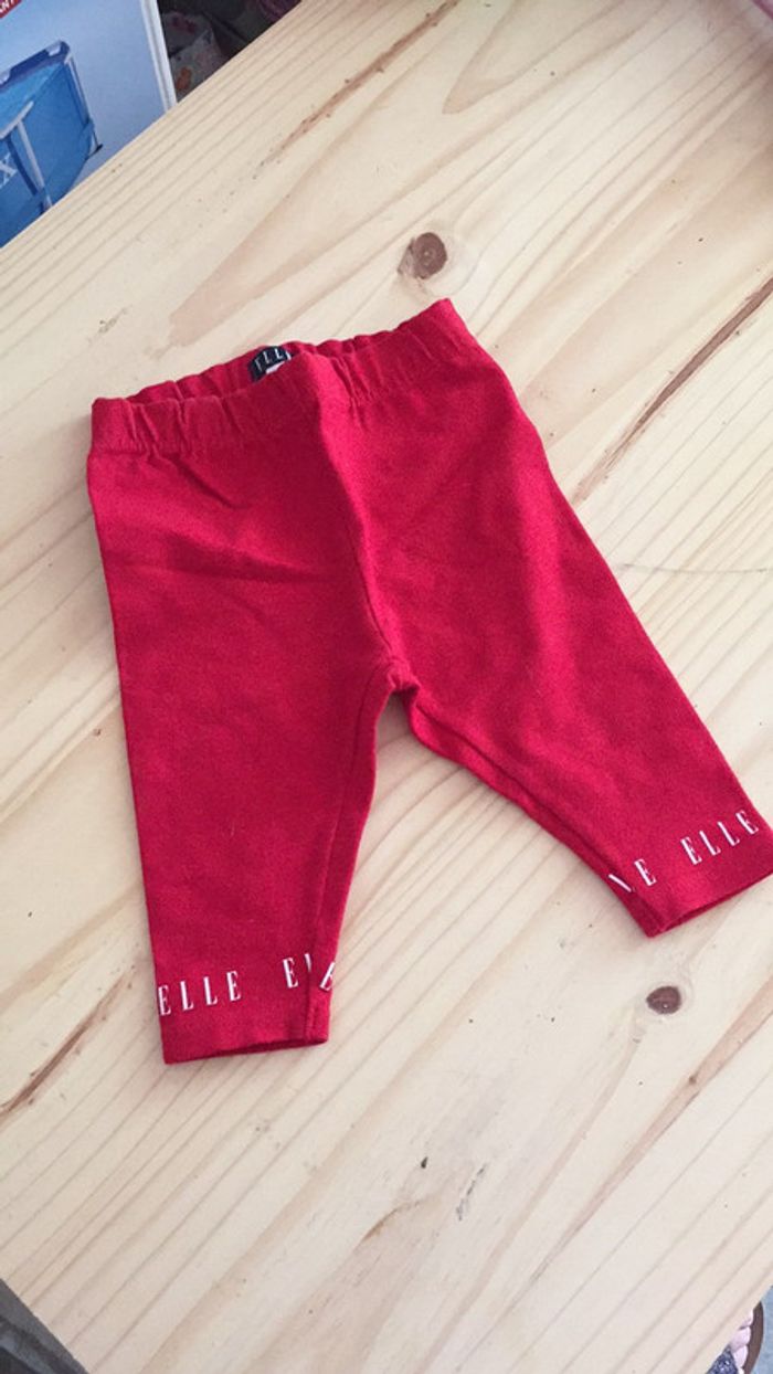 Legging ELLE 6 mois - rouge et blanc TBE