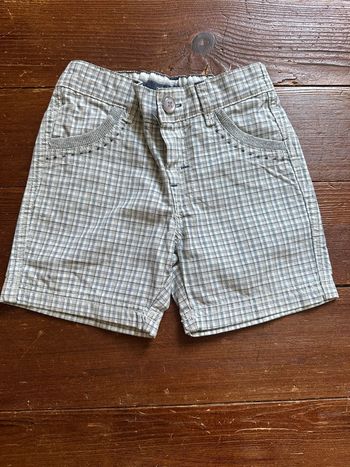 Short Chicco beige bleu carreaux 12 mois