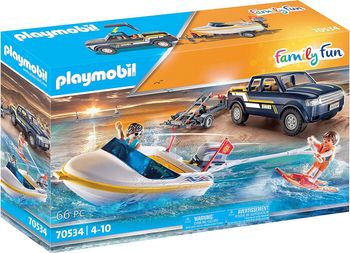 PLAYMOBIL FAMILY FUN 70534 PICK-UP AVEC BATEAU ET REMORQUE