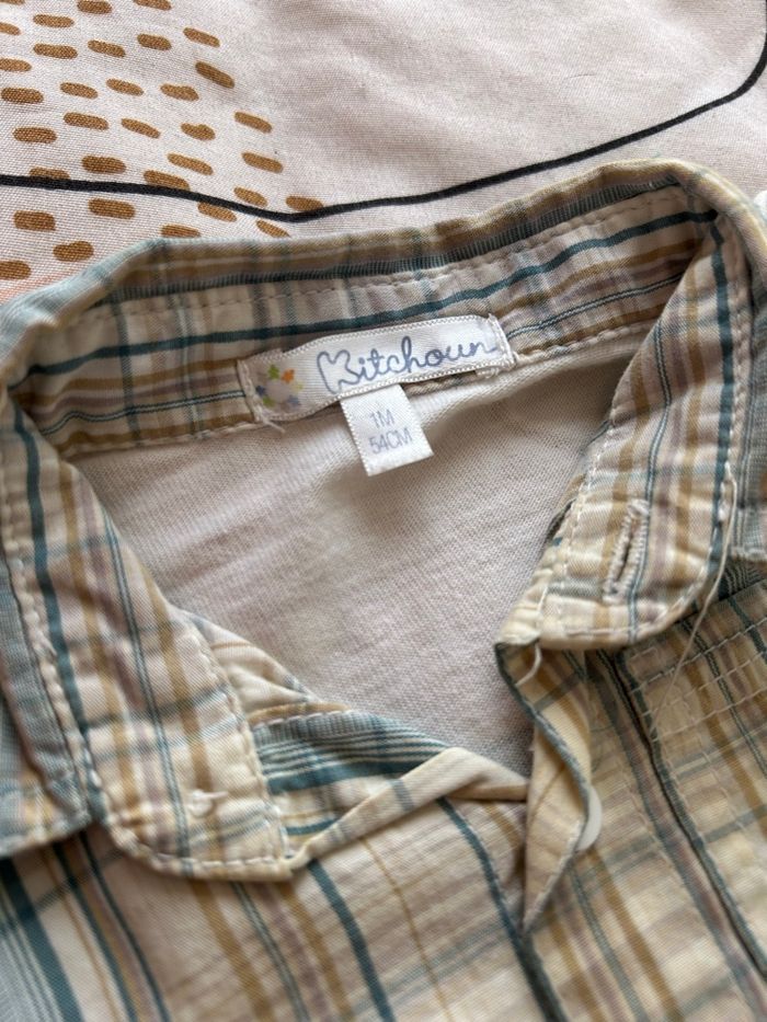 Chemise à carreaux bleu et grise taille 1mois/54cm Kitchoun - photo numéro 4