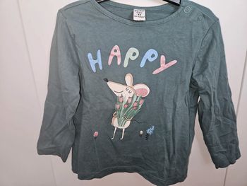 T-shirt manches longues vert motif "Happy souris" - Dopo Dopo Takko - 24 mois (92 cm)