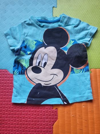 T-shirt Mickey Mouse turquoise - 3 mois