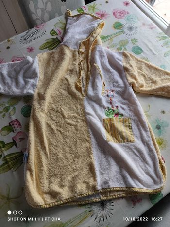 Cape de bain 12/24 mois mixte p'tit Basile blanc et jaune 