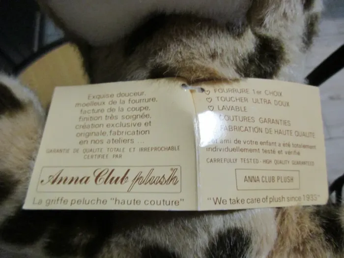 bébé peluche léopard neuf anna club plush avec étiquettes - photo numéro 4