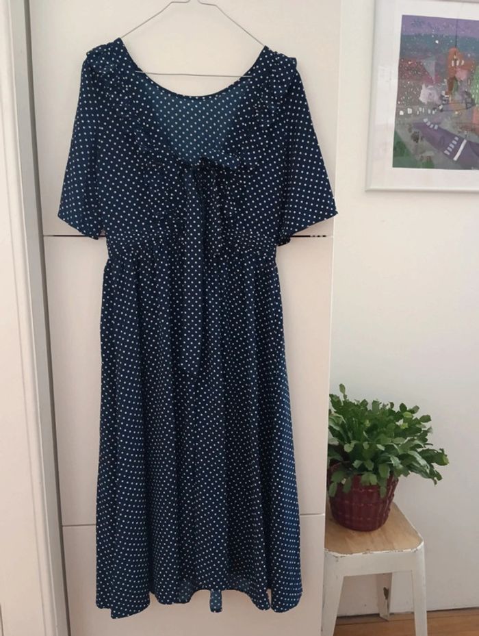 Robe bleu foncé à pois FRNCH taille M - photo numéro 7