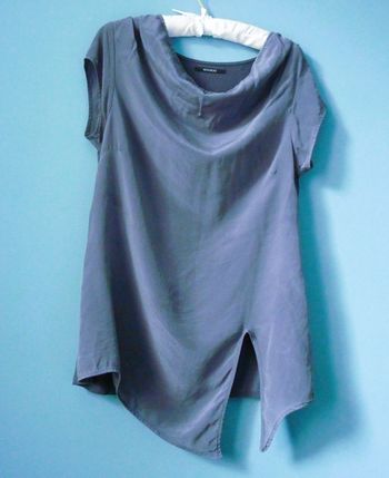 Tunique Femme Soie Kookaï 36 S drapée bleu manches courtes TBE