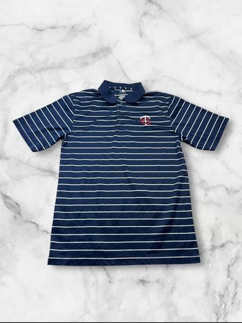 Polo MLB Minnesota Twins rayé bleu marine – Taille M