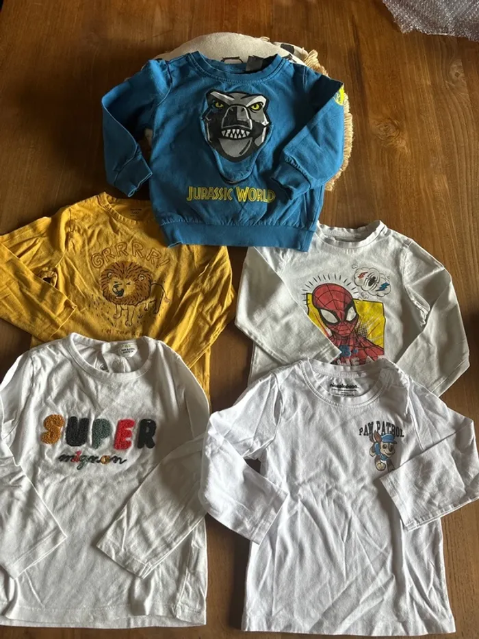 Lot de 4 tee shirt manche longue et un pull taille 36 mois