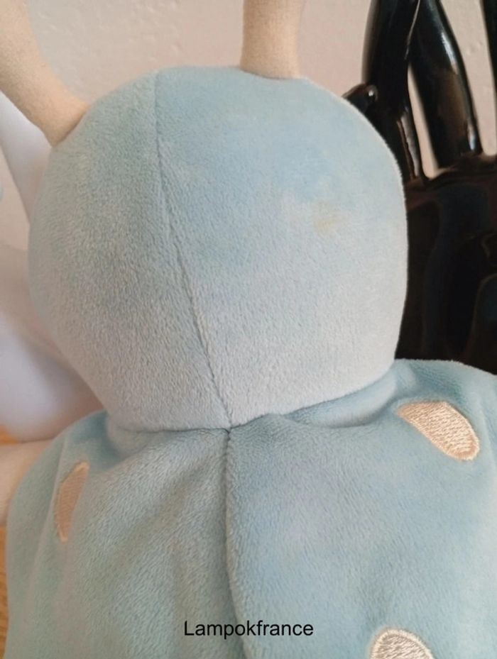 Doudou coccinelle écru bleu beige 23cm - photo numéro 3