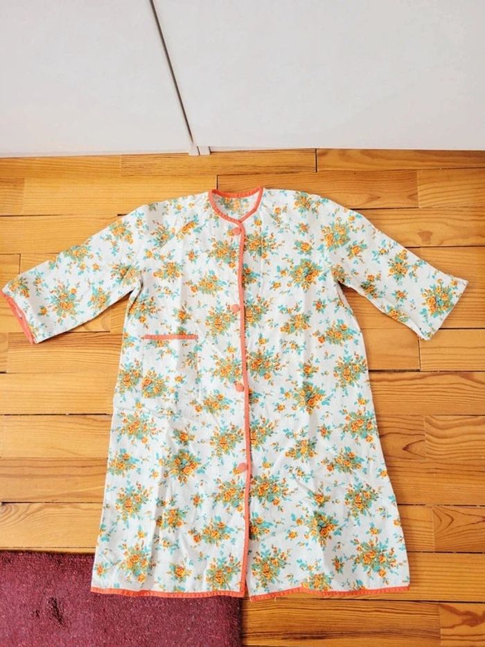 Vintage, robe de plage enfant blanc orange fleurs, années 60's - photo numéro 2