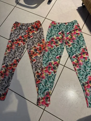 2 leggings fleurs