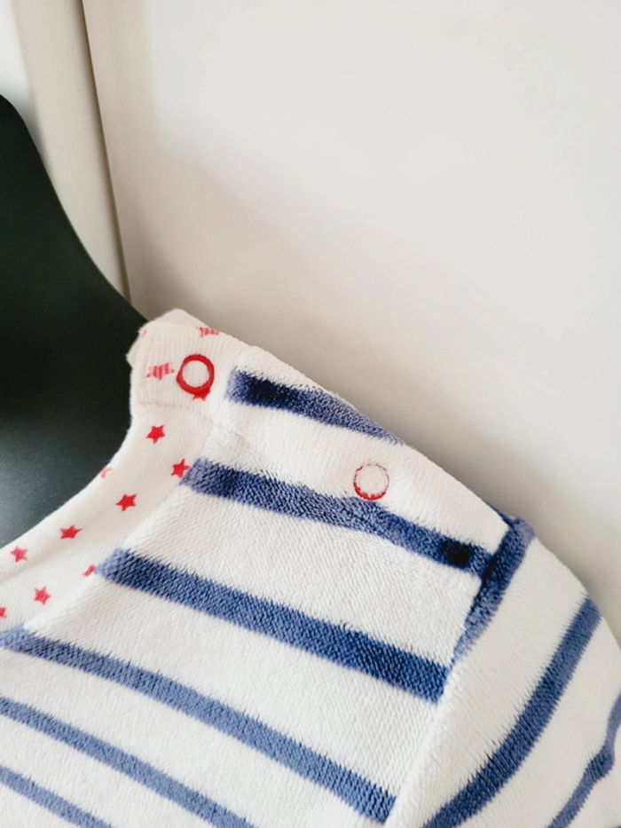 Haut pyjama marinière rayures bleu marine Petit bateau étoiles taille 12 ans 14 ans - photo numéro 4