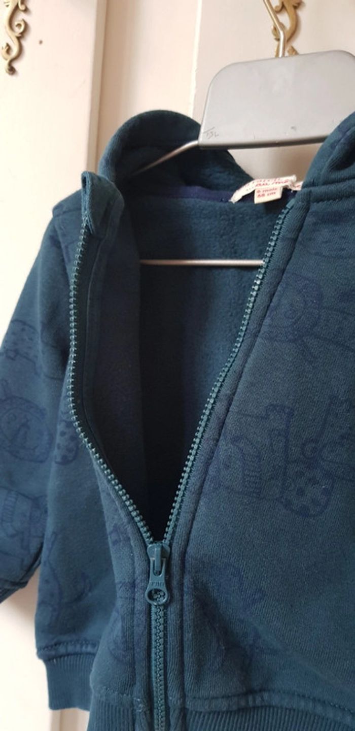 Gilet sweat zippé DPAM 6 mois - photo numéro 3