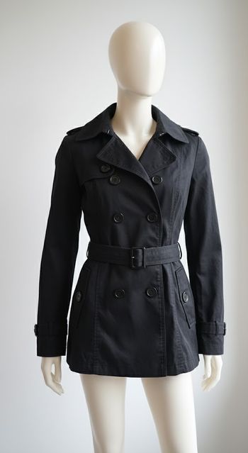 Trench Coat Noir Élégant - Style Intemporel pour Toutes les Saisons !