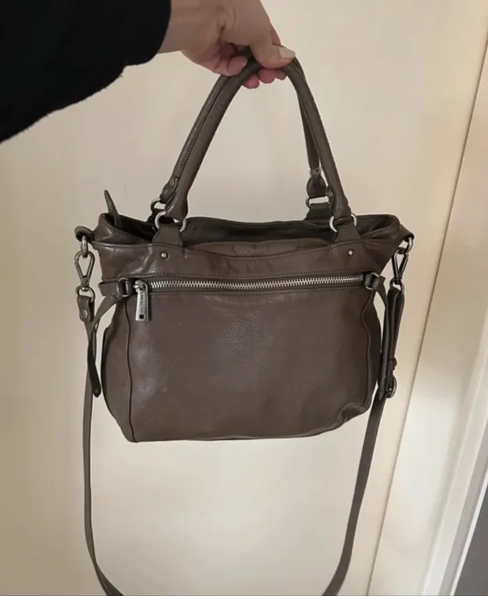 Lancaster sac bandoulière cuir gris femme soft, vintage Nova - photo numéro 7