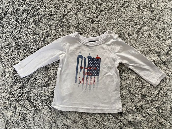 Teeshirt manches longues blanc Tape a l’œil - 12 mois