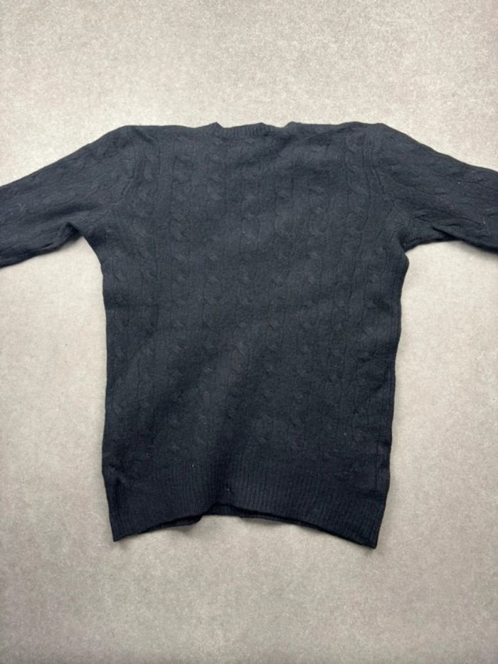 Pull d’hiver torsadé en maille Ralph Lauren en laine et cachemire noir col V taille XS - photo numéro 3
