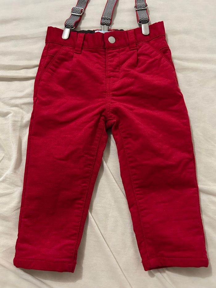 Pantalon rouge avec bretelles obaibi 18 mois - photo numéro 6